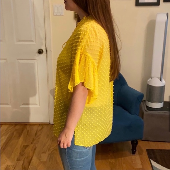 Alice + Olivia Julius oversized ruffle tunic top in yellow size S - Picture 8 of 16